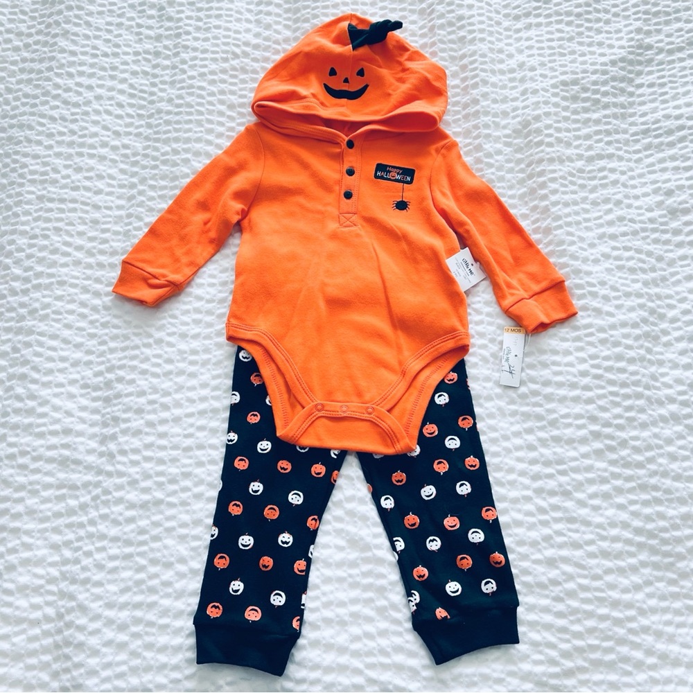 Little Me Pumpkin Halloween Baby Outfit